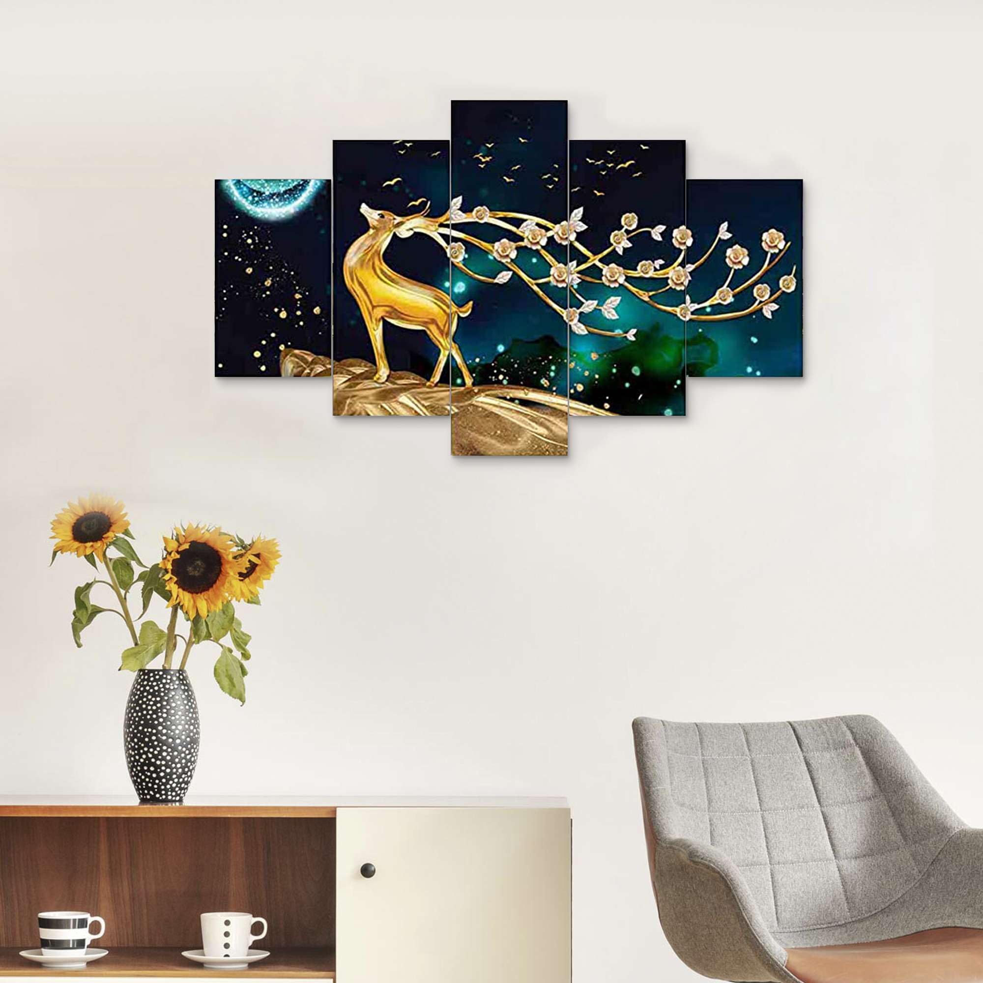 BLACKLUXE LIFESTYLE LTD Set of Five MDF Framed 3D Wall Painting for Home Decoration, Big Size Painting for Living Room, Bedroom (17x30 inches) WE 29 - BLACKLUXECRAFTS