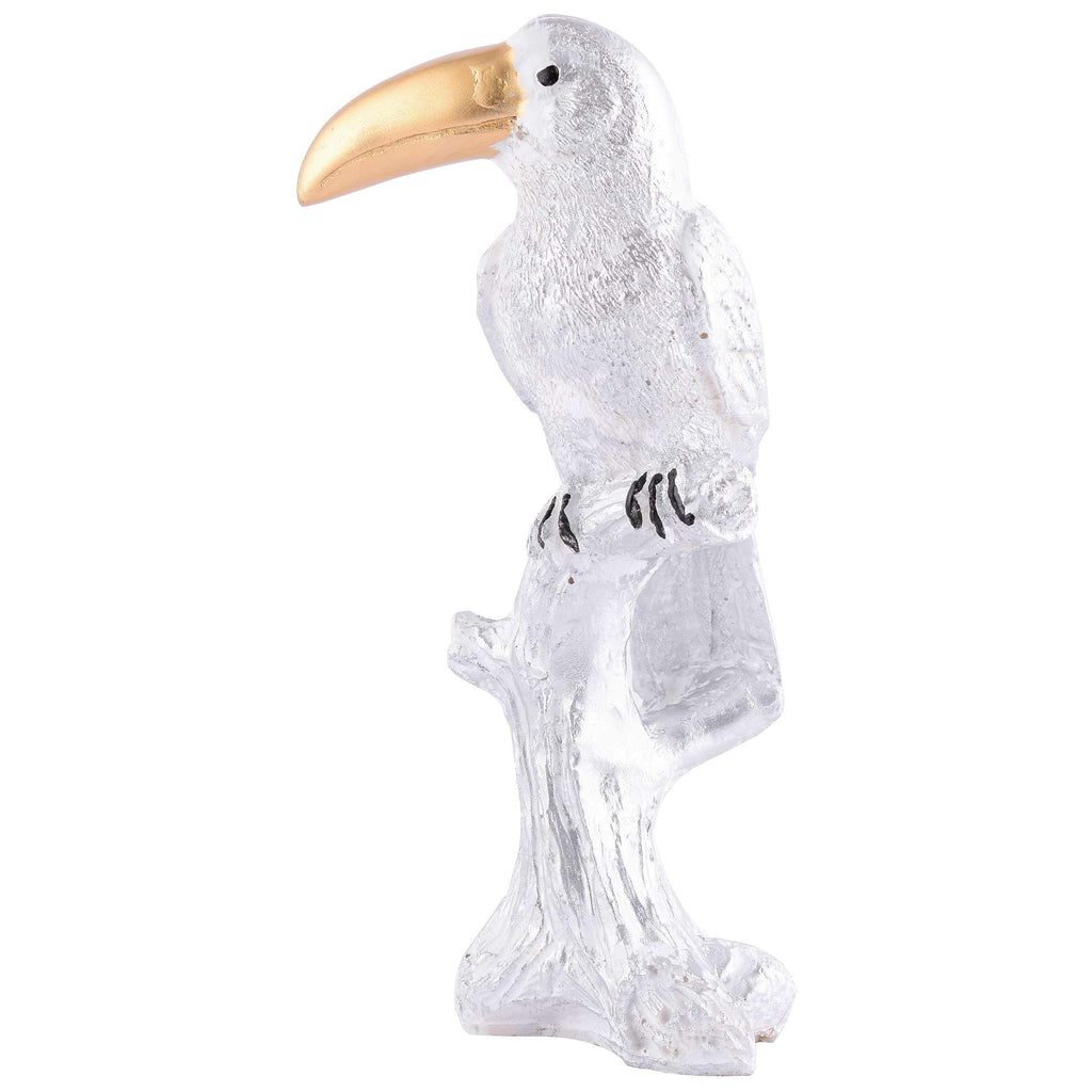 White Toucan Bird Figurine – Handcrafted Resin Tropical Bird Statue with Golden Beak for Modern Home Décor (BLACKLUXE CRAFTS) - BLACKLUXECRAFTS