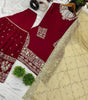 Women's Faux Georgette Embroidered Straight Kurti With Sharara and Dupatta Set (BLACKLUXE CRAFTS) - BLACKLUXECRAFTS