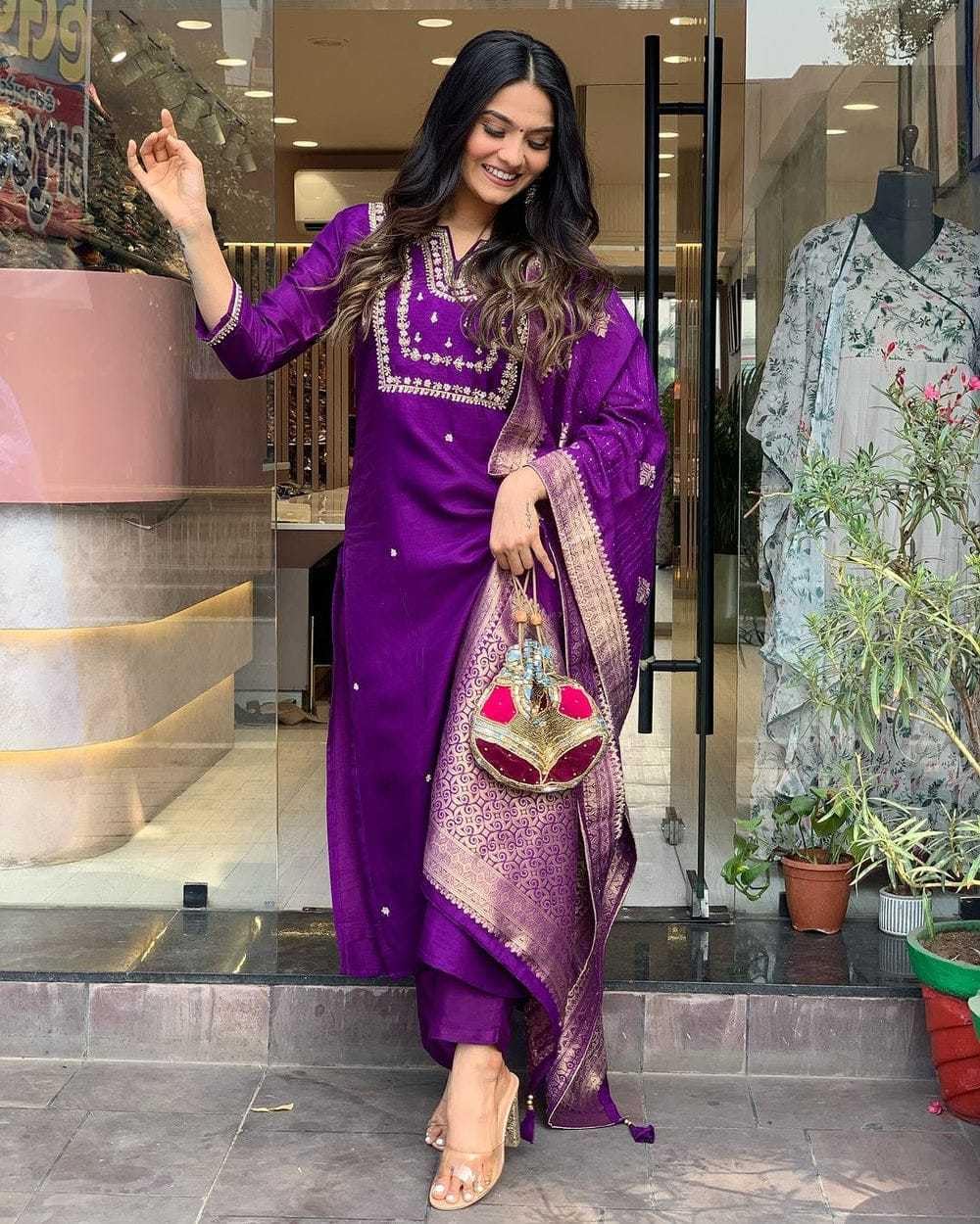 Luxury Fuchsia Pink Embroidered Silk Kurta Set with Dupatta – Indian Ethnic Party Wear for Women (BLACKLUXE CRAFTS) - BLACKLUXECRAFTS