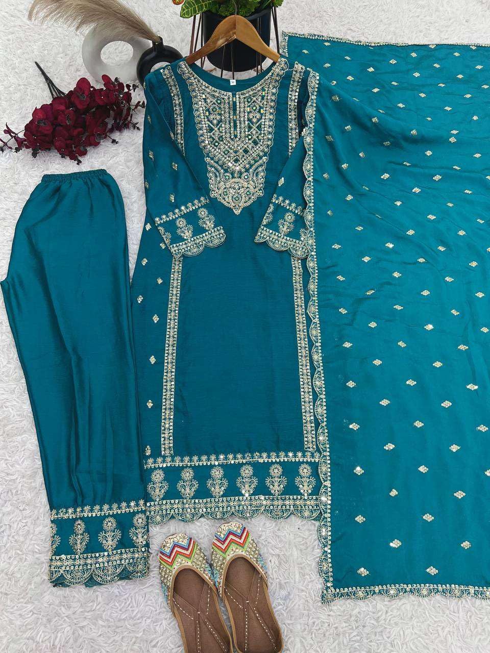 Embroidered Kurta Set with Dupatta – Festive Party Wear Indian Ethnic Outfit for Women (BLACKLUXE CRAFTS) - BLACKLUXECRAFTS