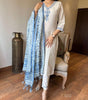Elegant Cream Kurta Set with Blue Embroidery & Printed Dupatta | Women’s Ethnic Wear (BLACKLUXE CRAFTS) - BLACKLUXECRAFTS