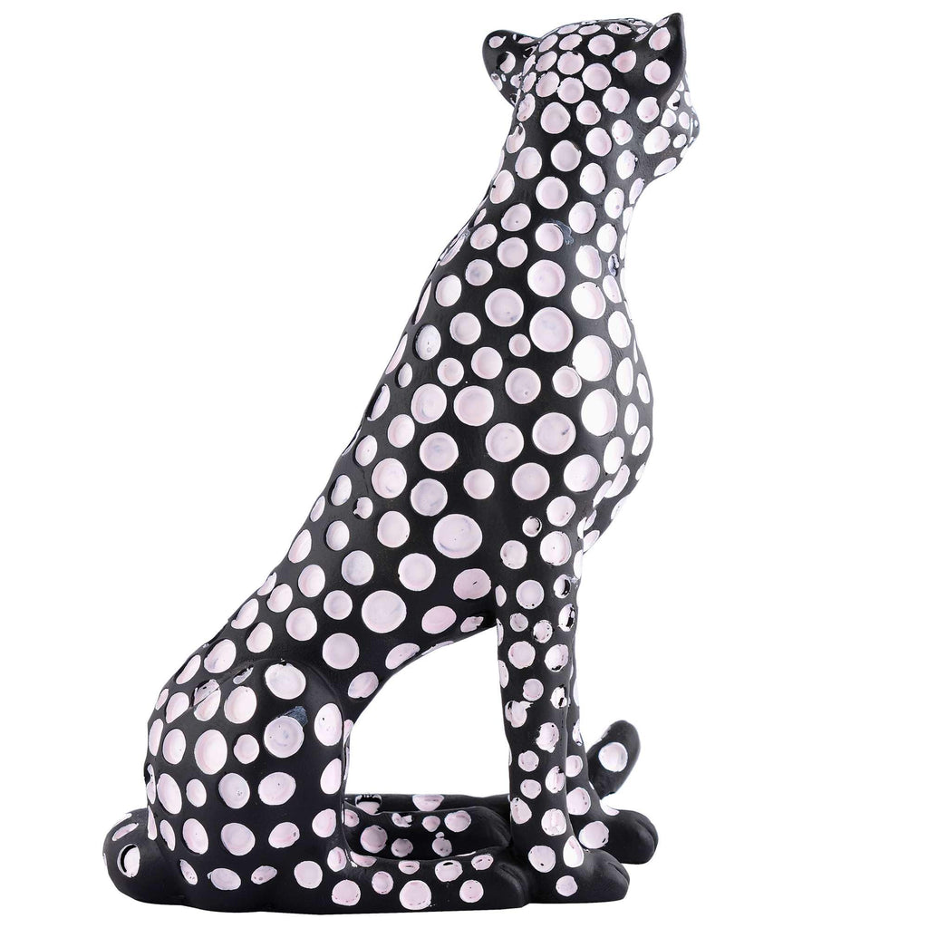 Handmade Black Panther Figurine with White Polka Dots – Modern Resin Leopard Statue for Luxury Home Décor (BLACKLUXE CRAFTS) - BLACKLUXECRAFTS