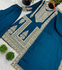 Women's Pure Chinnon Silk Embroidered Straight Kurti with Plazzo and Dupatta Set(BLACKLUXE CRAFTS) - BLACKLUXECRAFTS
