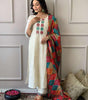 White Cotton Kurta Set with Multicolor Bandhani Dupatta | Indian Pakistani Ethnic Wear for Women (BLACKLUXE CRAFTS) - BLACKLUXECRAFTS