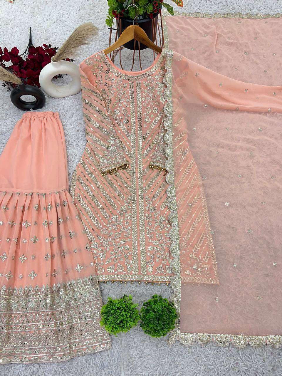 Peach Pink Embroidered Suit with Dupatta – Designer Party Wear Indian Outfit for Women
(BLACKLUXE CRAFTS) - BLACKLUXECRAFTS