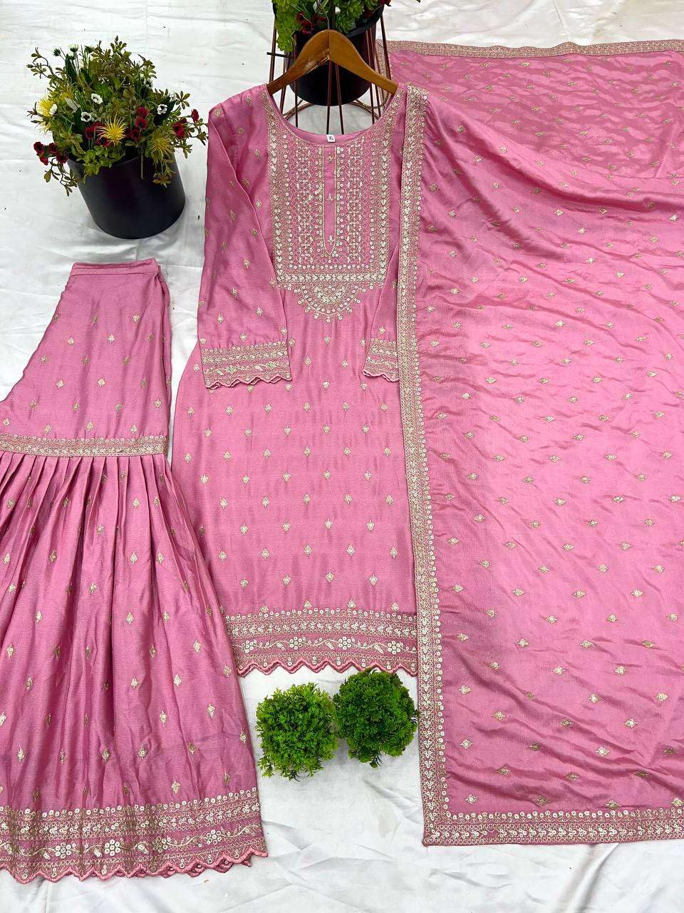Embroidered Sharara Suit with Dupatta – Designer Party Wear Indian Outfit for Women (BLACKLUXE CRAFTS) - BLACKLUXECRAFTS