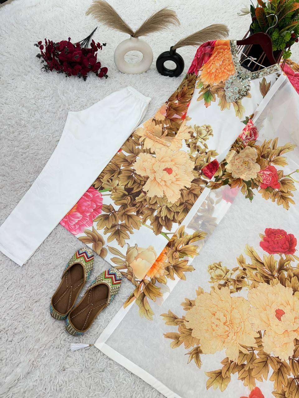 Black Floral Printed Suit Set with Dupatta – Elegant Indian Ethnic Wear for Parties & Festive Occasions (BLACKLUXE CRAFTS) - BLACKLUXECRAFTS