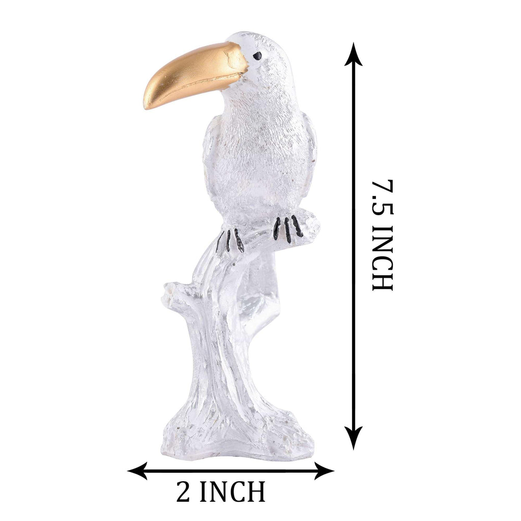 White Toucan Bird Figurine – Handcrafted Resin Tropical Bird Statue with Golden Beak for Modern Home Décor (BLACKLUXE CRAFTS) - BLACKLUXECRAFTS
