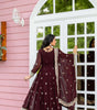 Maroon Anarkali Dress with Embroidered Dupatta | Indian Pakistani Party Wear Long Gown for Women (BLACKLUXE CRAFTS) - BLACKLUXECRAFTS