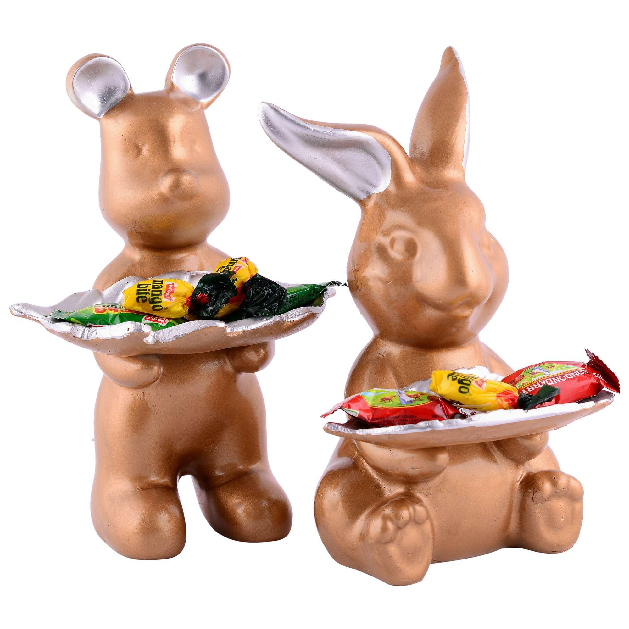 Cute Animal Candy Holder Set – Decorative Bunny & Bear Figurine Bowls for Sweets, Snacks & Chocolate | Resin Tabletop Décor for Home & Kids Room
(13 cm) (BLACKLUXE CRAFTS) - BLACKLUXECRAFTS