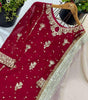Women's Faux Georgette Embroidered Straight Kurti With Pant & Dupatta Set (BLACKLUXE CRAFTS) - BLACKLUXECRAFTS