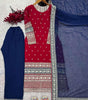 Women's Faux Georgette Embroidered Straight Kurti with Pant & Dupatta Set with Rivet Moti Work (BLACKLUXE CRAFTS) - BLACKLUXECRAFTS