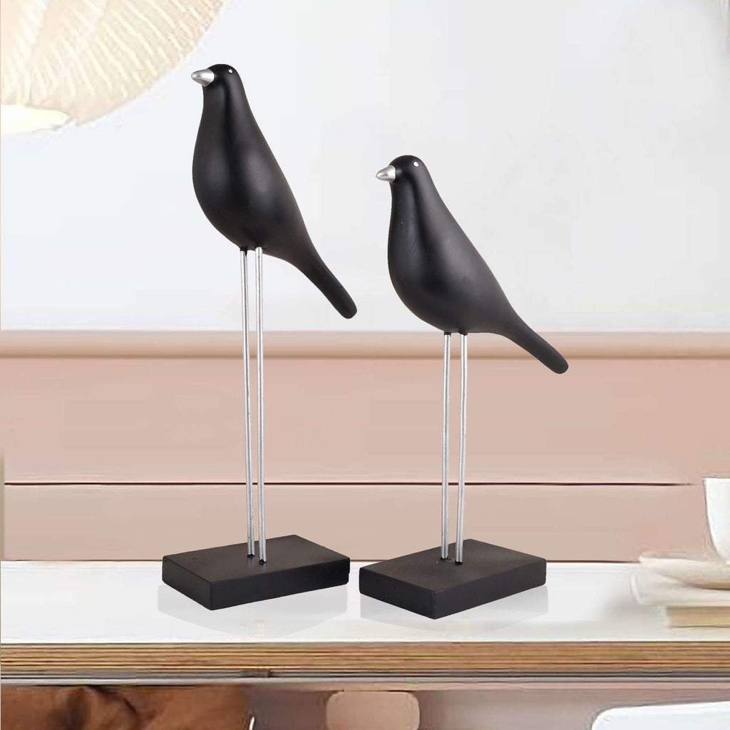 Modern Black Bird Figurines on Stand – Handmade Resin Decorative Sculpture Set for Home, Office & Minimalist Decor (BLACKLUXE CRAFTS) - BLACKLUXECRAFTS