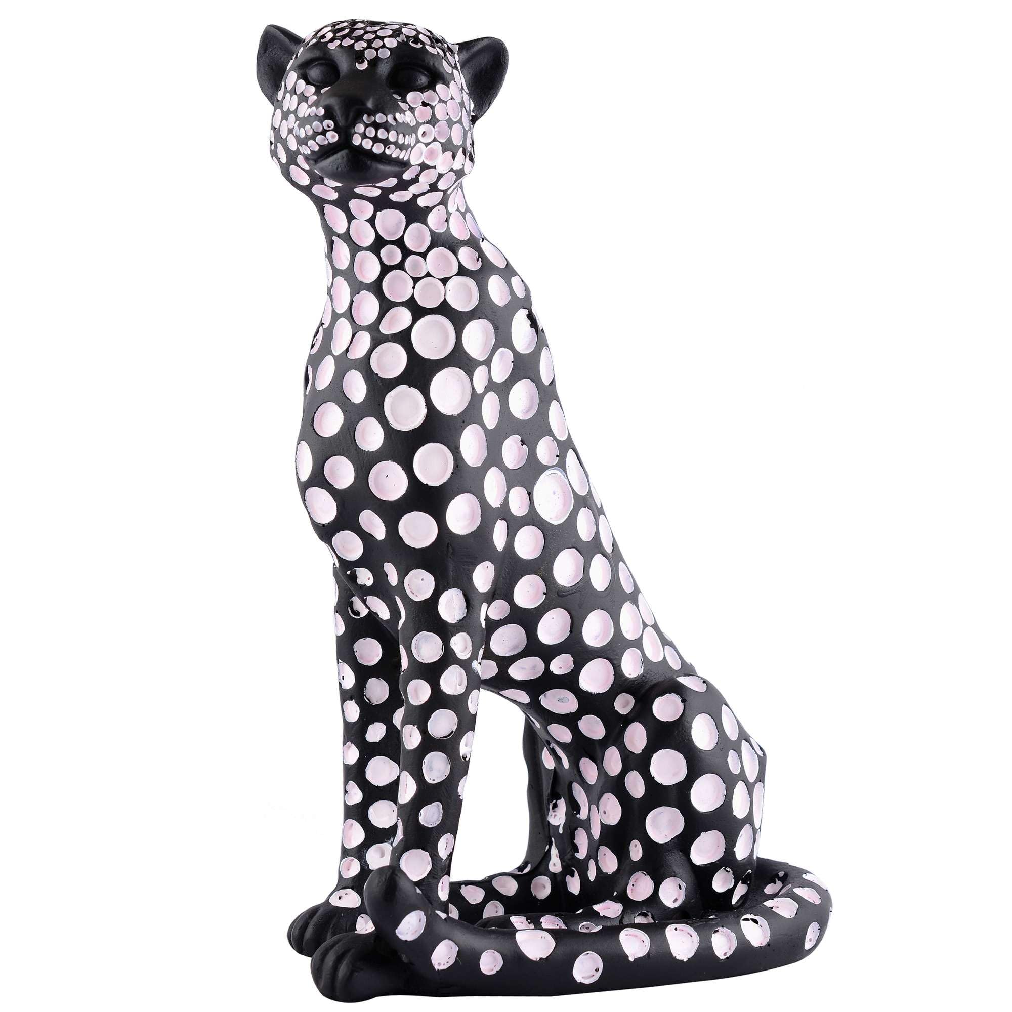 Handmade Black Panther Figurine with White Polka Dots – Modern Resin Leopard Statue for Luxury Home Décor (BLACKLUXE CRAFTS) - BLACKLUXECRAFTS