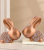 Handmade Golden Bunny Couple Figurines – Luxury Resin Rabbit Statues for Home Décor, Living Room, Office & Gifting (BLACKLUXE CRAFTS) - BLACKLUXECRAFTS