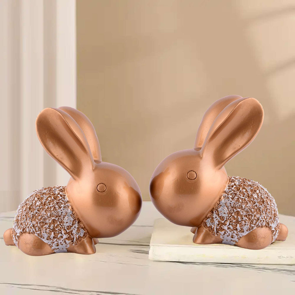Handmade Golden Bunny Couple Figurines – Luxury Resin Rabbit Statues for Home Décor, Living Room, Office & Gifting (BLACKLUXE CRAFTS) - BLACKLUXECRAFTS