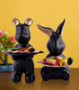 Handmade Resin Animal Candy Holder Set – Black Bunny & Bear Decorative Snack Tray | Modern Home Decor & Tabletop Gift from India (BLACKLUXE CRAFTS) - BLACKLUXECRAFTS