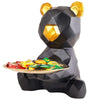 Geometric Bear Figurine Storage Bowl – Resin Animal Candy Dish with Golden Accents, Modern Decorative Bear Statue for Home & Office (BLACKLUXE CRAFTS) - BLACKLUXECRAFTS