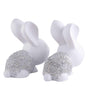 Elegant White Bunny Couple Figurines – Handmade Resin Rabbit Statues with Silver Detailing for Home Décor & Gifting (BLACKLUXE CRAFTS) - BLACKLUXECRAFTS