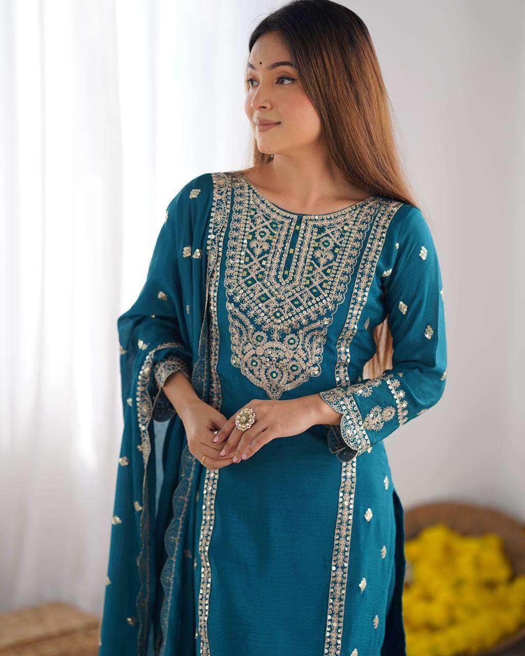 Embroidered Kurta Set with Dupatta – Festive Party Wear Indian Ethnic Outfit for Women (BLACKLUXE CRAFTS) - BLACKLUXECRAFTS
