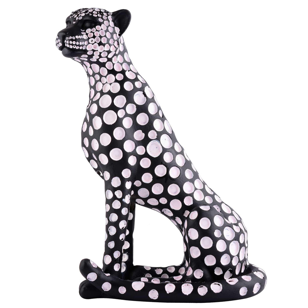 Handmade Black Panther Figurine with White Polka Dots – Modern Resin Leopard Statue for Luxury Home Décor (BLACKLUXE CRAFTS) - BLACKLUXECRAFTS