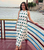 Women’s White Cotton Kurta Set with Green Print – Sleeveless Summer Ethnic Wear with Pants (BLACKLUXE CRAFTS) - BLACKLUXECRAFTS
