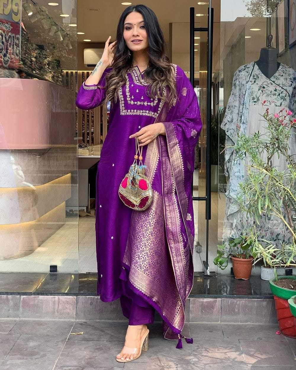 Luxury Fuchsia Pink Embroidered Silk Kurta Set with Dupatta – Indian Ethnic Party Wear for Women (BLACKLUXE CRAFTS) - BLACKLUXECRAFTS