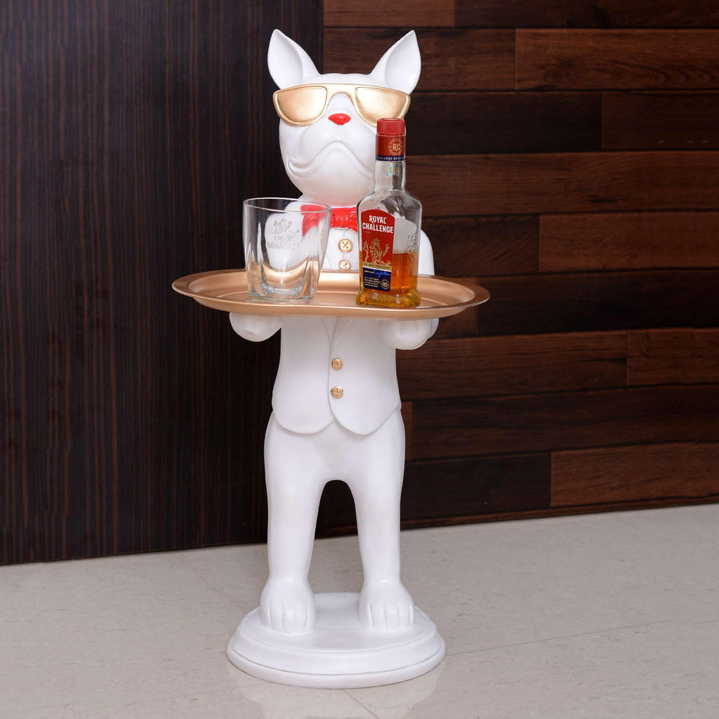 Luxury Rabbit Butler Statue with Tray – White Resin Animal Figurine for Home, Bar & Restaurant Décor (BLACKLUXE CRAFTS) - BLACKLUXECRAFTS