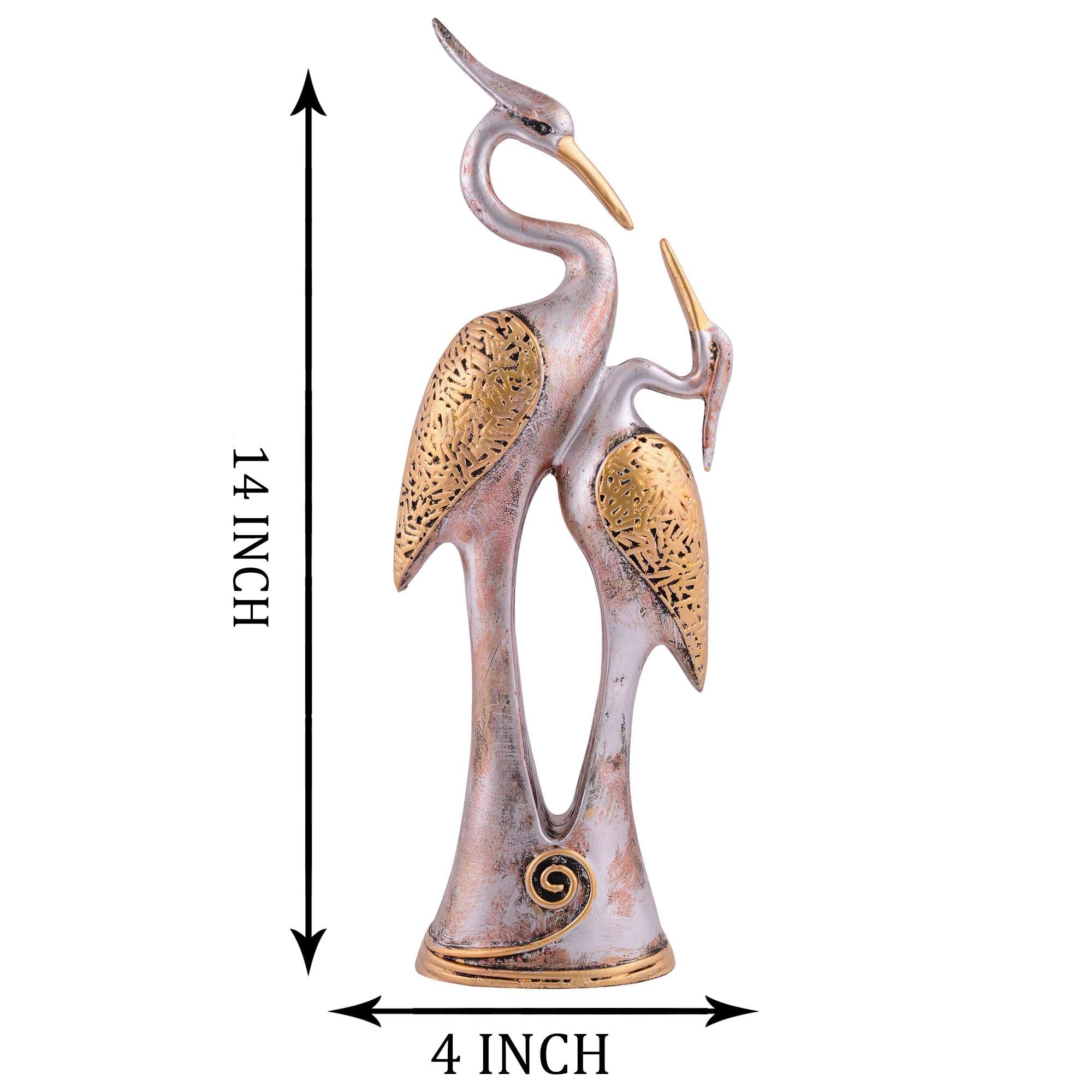 Handmade Crane Couple Resin Sculpture – Luxury Golden Silver Bird Figurine for Home Decor, Living Room & Office Decoration Gift (BLACKLUXE CRAFTS) - BLACKLUXECRAFTS
