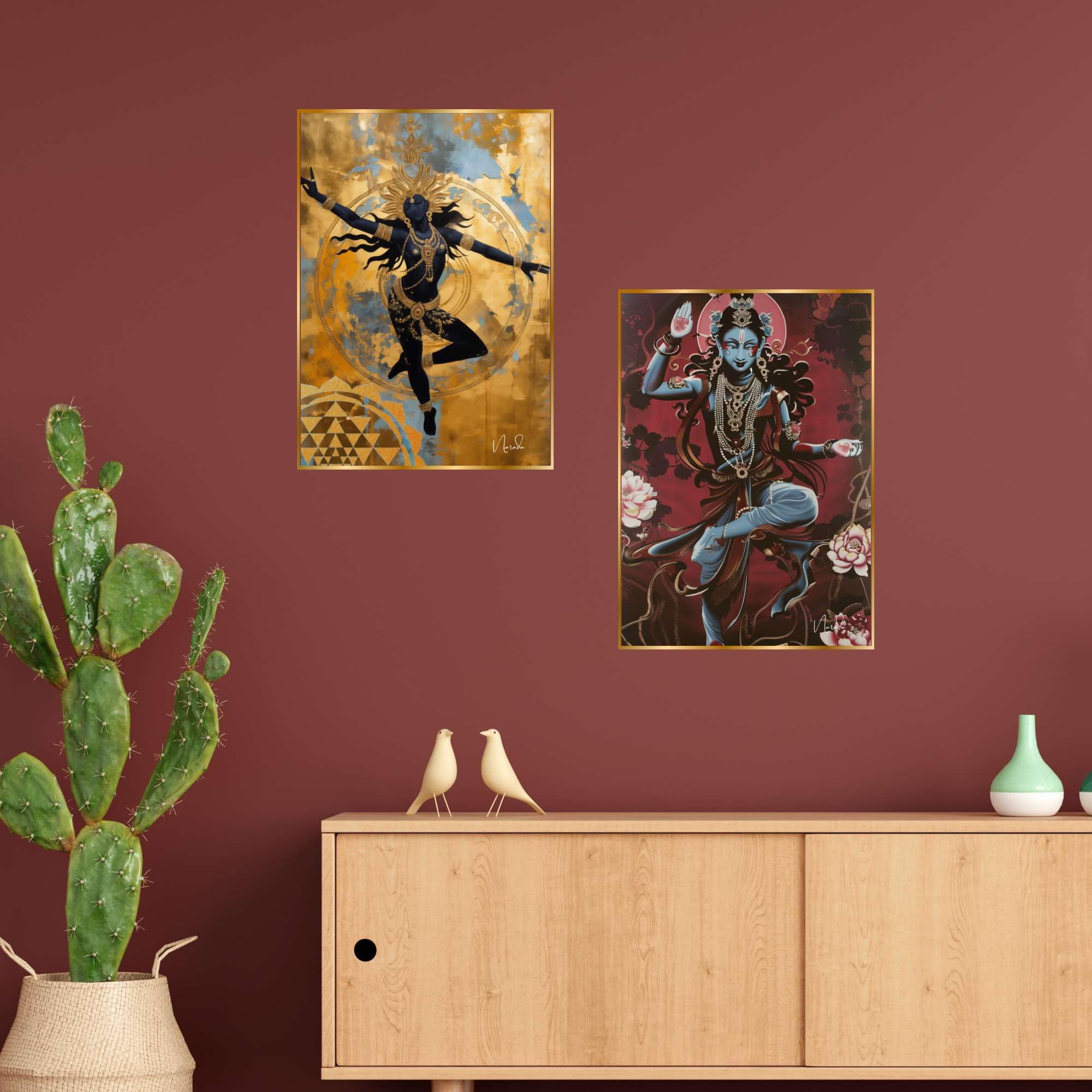 BLACKLUXE LIFESTYLE LTD Set of Two Wall Paintings for Wall Dacoration Golden Framed Wall Paintings for Living Room & Bedroom Wall Art for Home Decoration & Office Wall Décor - BLACKLUXECRAFTS