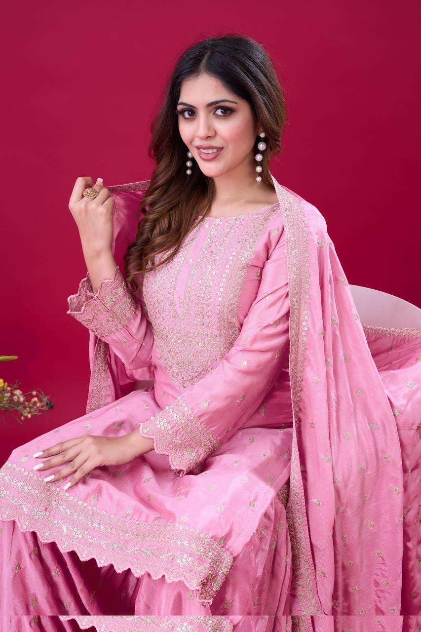 Embroidered Sharara Suit with Dupatta – Designer Party Wear Indian Outfit for Women (BLACKLUXE CRAFTS) - BLACKLUXECRAFTS