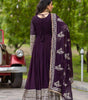 Maroon Anarkali Gown with Heavy Golden Embroidery & Dupatta | Designer Indian Pakistani Wedding Dress for Women (BLACKLUXE CRAFTS) - BLACKLUXECRAFTS
