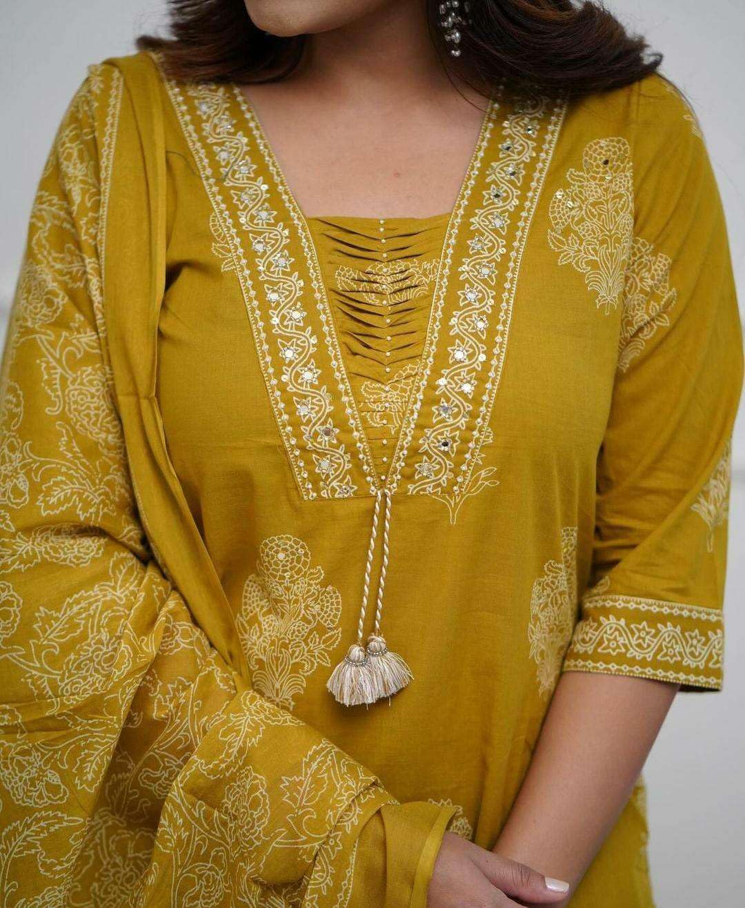 Embroidered Cotton Kurta Set with Dupatta – Elegant Indian Ethnic Wear for Women (BLACKLUXE CRAFTS) - BLACKLUXECRAFTS