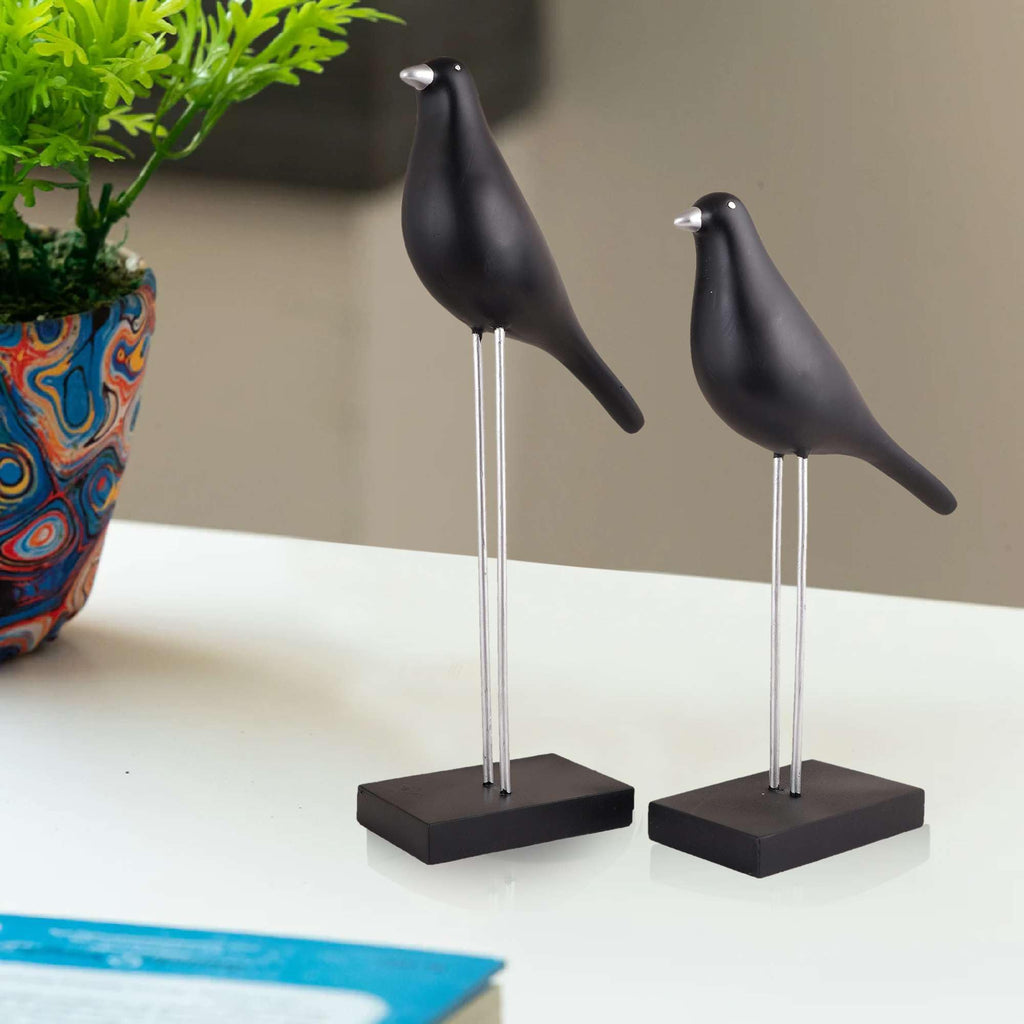 Modern Black Bird Figurines on Stand – Handmade Resin Decorative Sculpture Set for Home, Office & Minimalist Decor (BLACKLUXE CRAFTS) - BLACKLUXECRAFTS