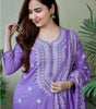 Elegant Lavender Cotton Anarkali Kurta Set with Dupatta – Hand Embroidered Ethnic Wear for Women (BLACKLUXE CRAFTS) - BLACKLUXECRAFTS
