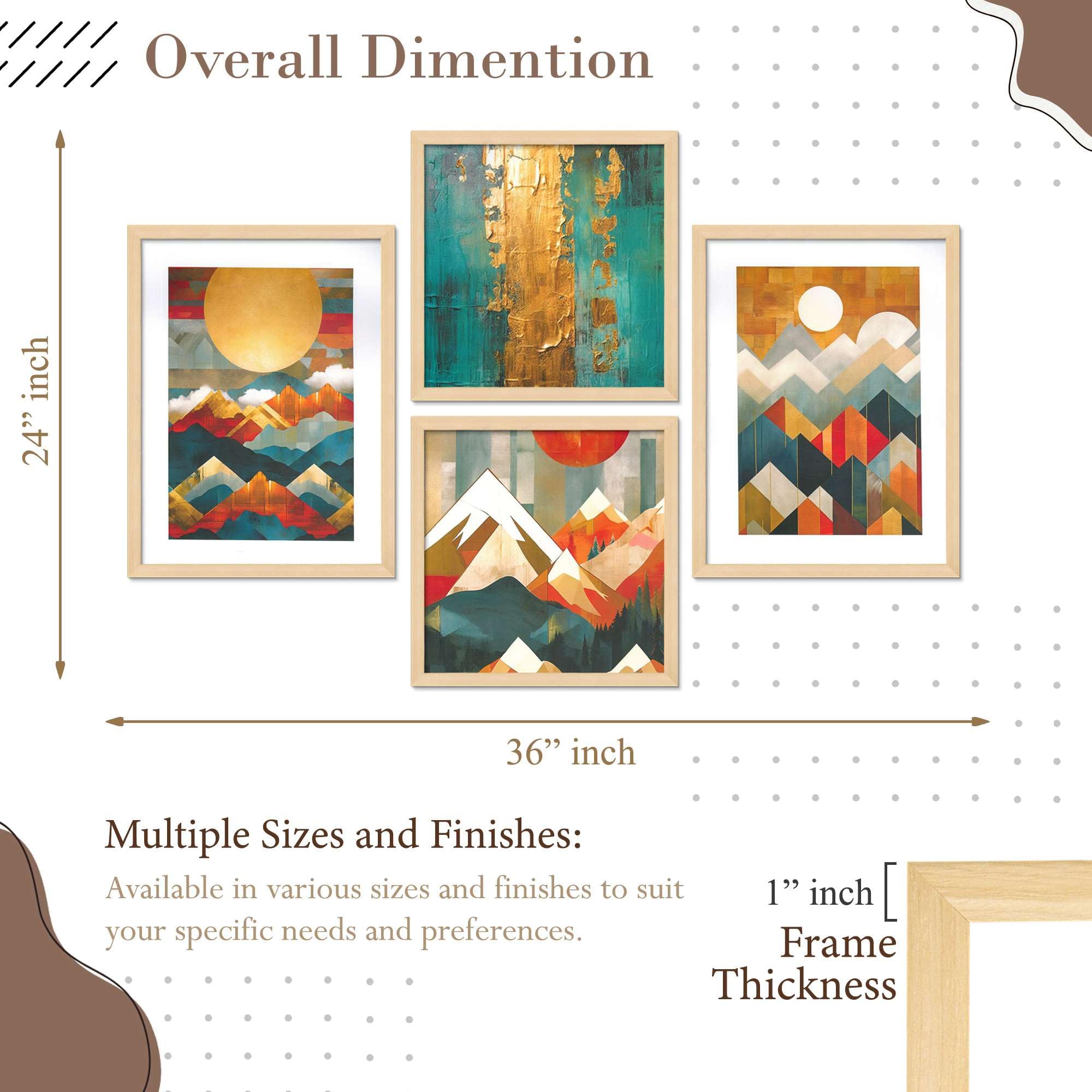 Geometric Mountain Wall Art Set – Modern Abstract Mountain & Sun Canvas Prints | Colorful Landscape Wall Decor for Living Room, Bedroom & Office 
( 36X24 Inches ) (BLACKLUXE CRAFTS) - BLACKLUXECRAFTS