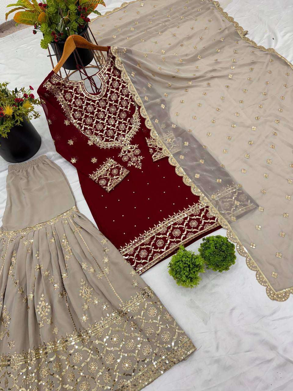 Teal Embroidered Sharara Suit with Dupatta | Designer Party Wear Outfit for Women | Traditional Indian Wedding & Festive Dress (BLACKLUXE CRAFTS) - BLACKLUXECRAFTS