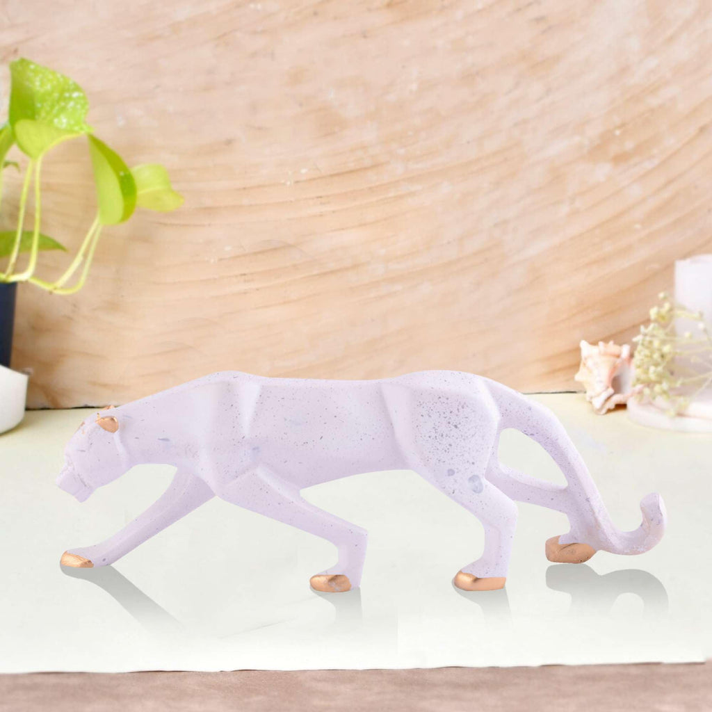 Handmade White Panther Figurine – Modern Resin Leopard Statue with Gold Accents for Luxury Home Décor (BLACKLUXE CRAFTS) - BLACKLUXECRAFTS