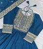 Teal Blue Mirror Embroidered Anarkali Suit with Dupatta – Designer Indian Wedding & Festive Wear Outfit (BLACKLUXE CRAFTS) - BLACKLUXECRAFTS
