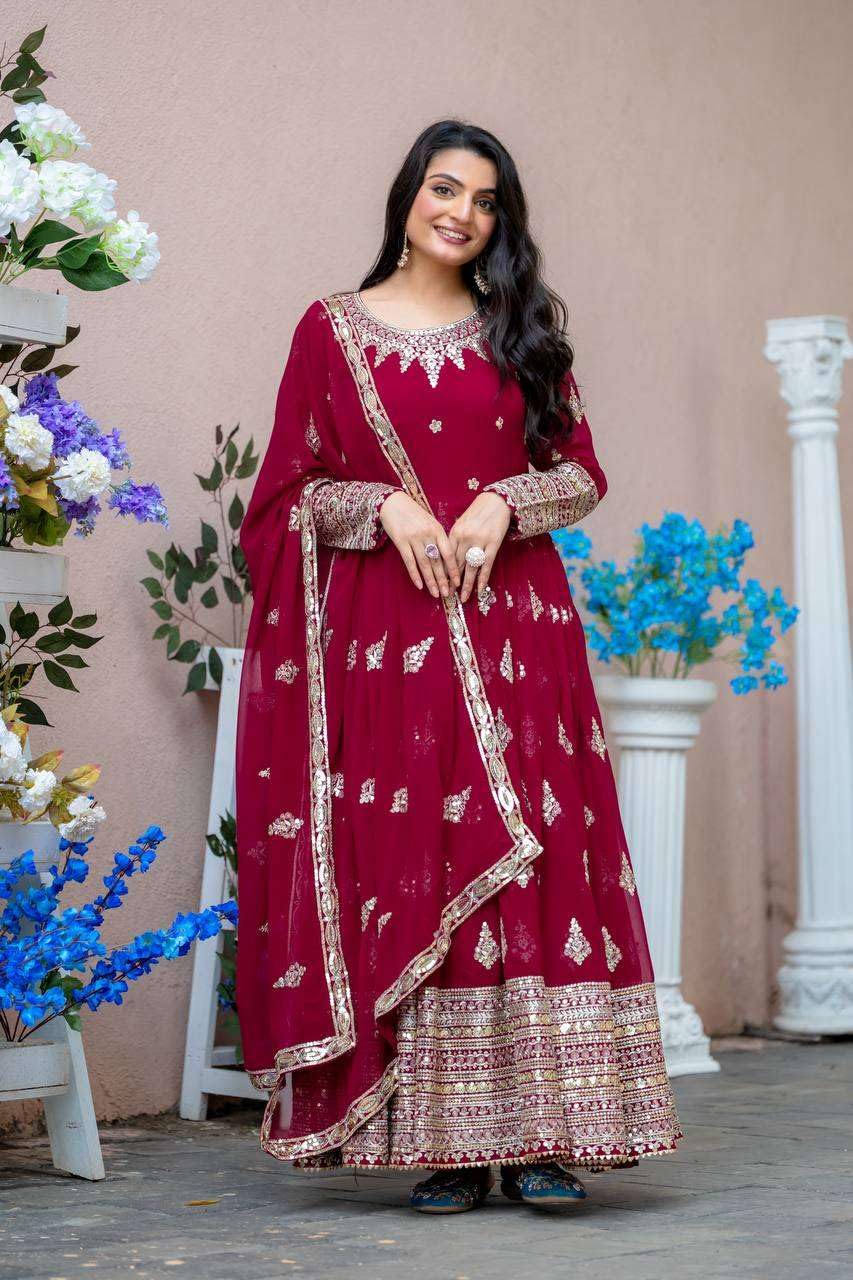 Embroidered Anarkali Suit with Dupatta – Festive Wedding Party Wear Indian Outfit for Women (BLACKLUXE CRAFTS) - BLACKLUXECRAFTS