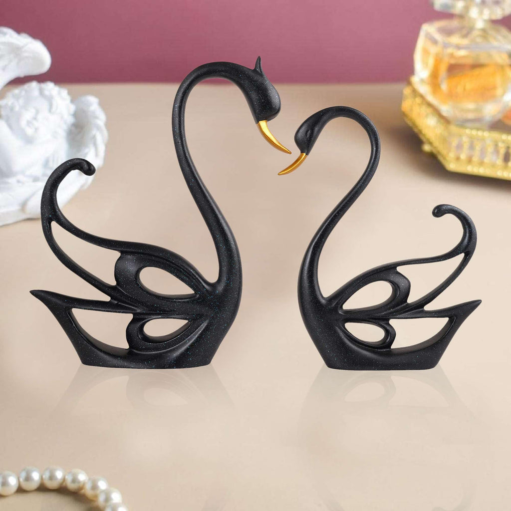 Handmade Black Swan Couple Figurines – Elegant Resin Sculpture for Romantic Home Decor, Modern Living Room & Wedding Gift (BLACKLUXE CRAFTS) - BLACKLUXECRAFTS