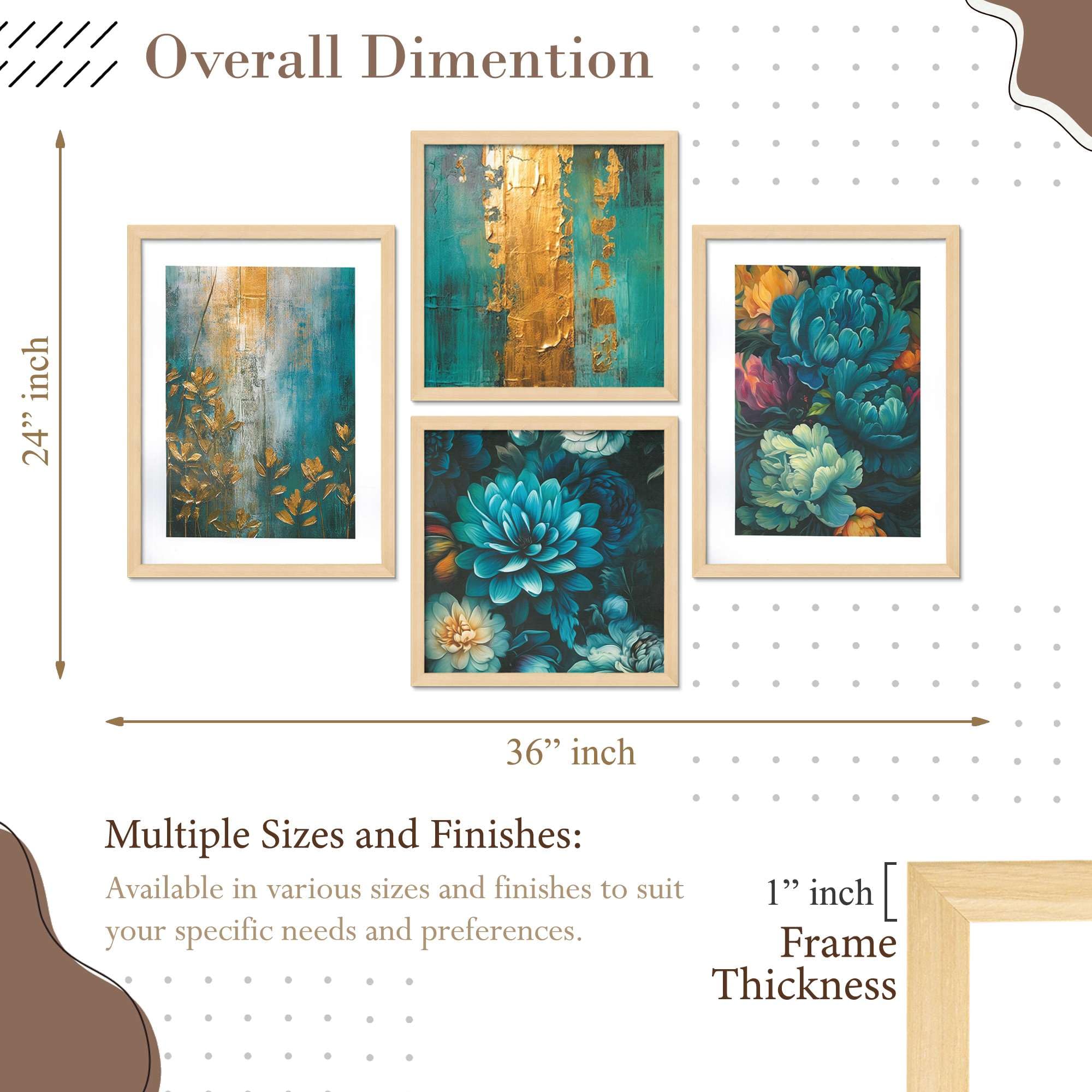 Luxury Teal & Gold Floral Wall Art Set – Modern Abstract Botanical Canvas Prints for Living Room, Bedroom & Office Décor | Handmade in India
( 36X24 Inches ) (BLACKLUXE CRAFTS) - BLACKLUXECRAFTS