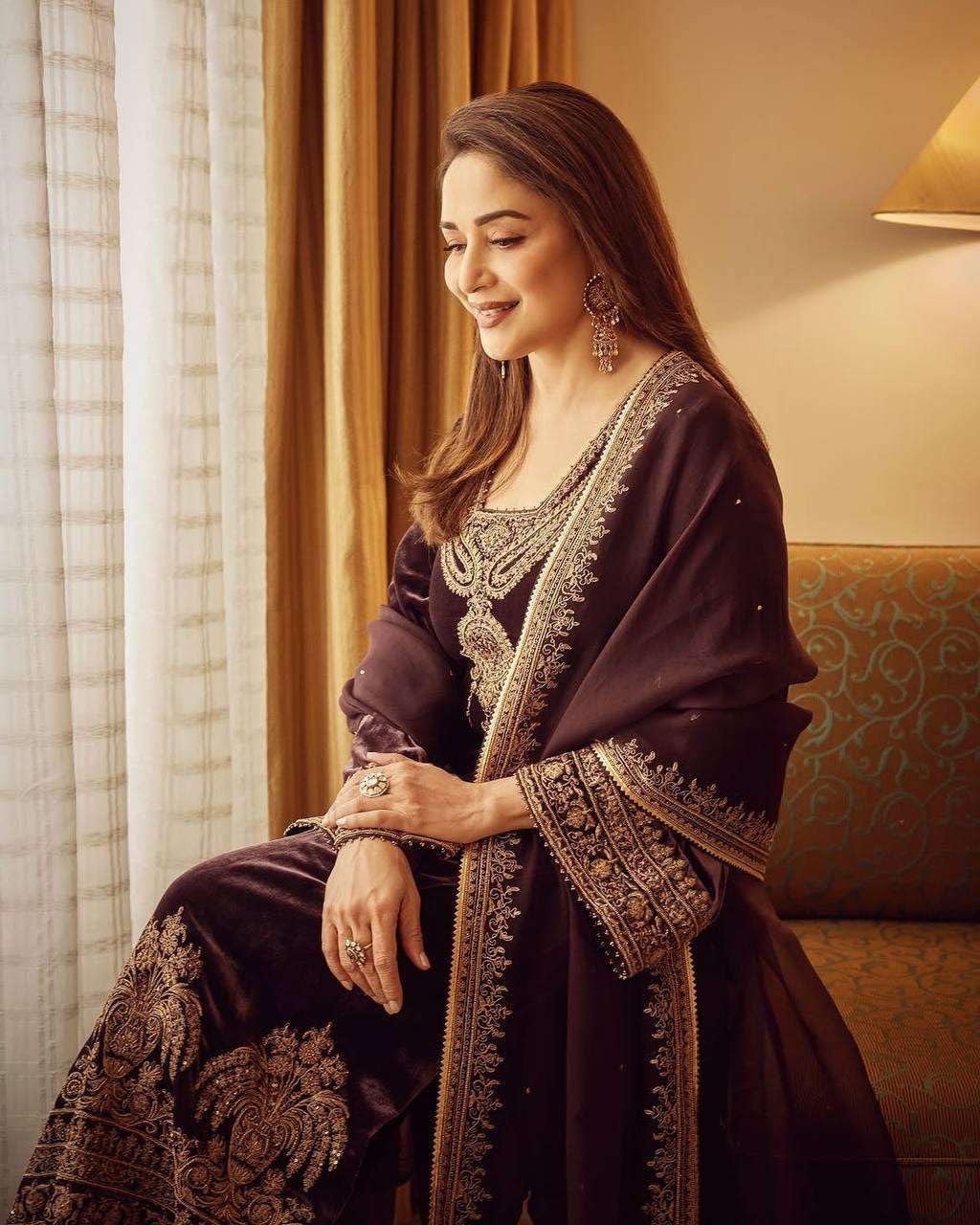 Designer Brown Velvet Embroidered Salwar Suit with Dupatta – Luxury Indian Ethnic Party Wear Outfit for Women (BLACKLUXE CRAFTS) - BLACKLUXECRAFTS