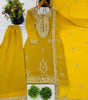 Women's Faux Georgette Embroidered Straight Kurti with Palazzo & Dupatta Set (BLACKLUXE CRAFTS) - BLACKLUXECRAFTS