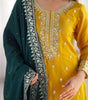 Women's Chinnon Silk Embroidered Straight Kurti With Pants and Dupatta Set (BLACKLUXE CRAFTS) - BLACKLUXECRAFTS