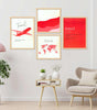 Travel Wall Art Set – Airplane, World Map & Typography Posters | Red Modern Canvas Prints for Living Room, Office & Bedroom | Adventure Home Decor ( 36X24 Inches ) (BLACKLUXE CRAFTS) - BLACKLUXECRAFTS