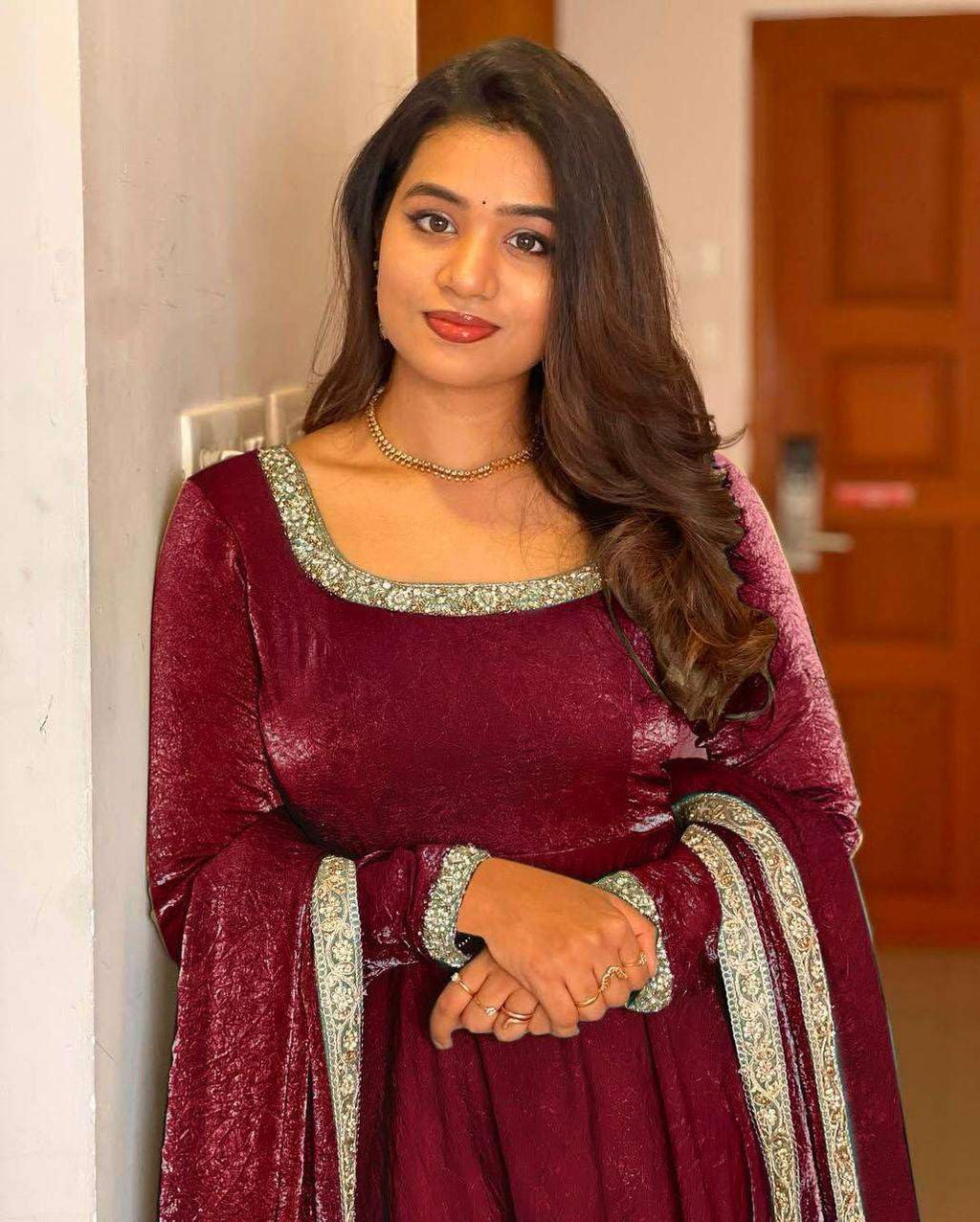 Women's Fandy Silk Embroidered Anarkali Kurti Gown With Dupatta Set (BLACKLUXE CRAFTS) - BLACKLUXECRAFTS