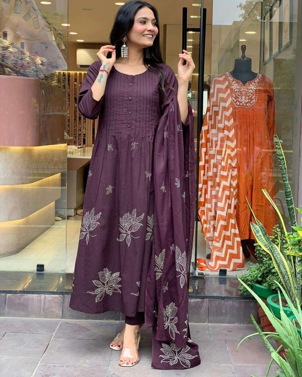 Embroidered Cotton Kurta Set with Dupatta – Elegant Party & Festive Wear for Women (BLACKLUXE CRAFTS) - BLACKLUXECRAFTS