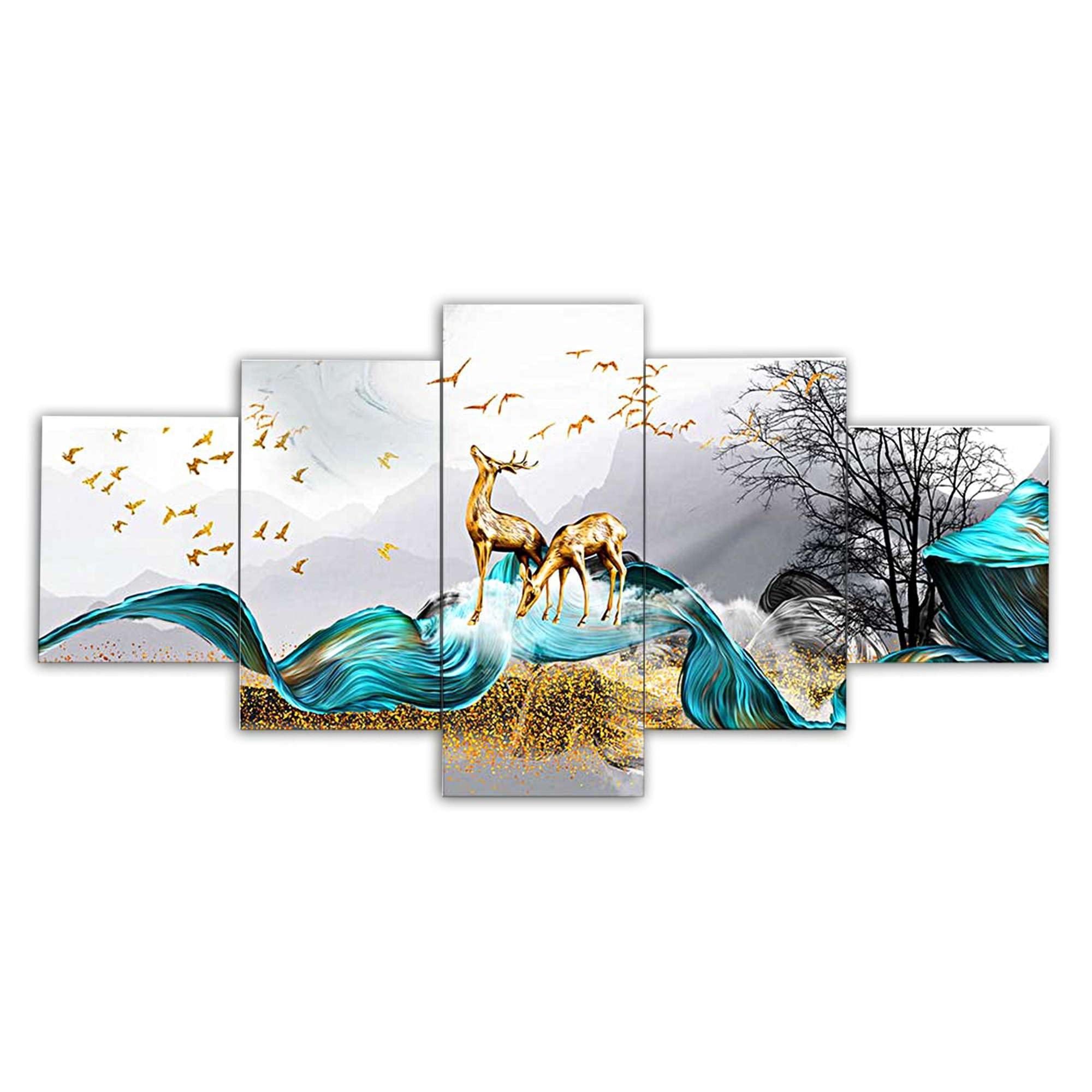 BLACKLUXE LIFESTYLE LTD Set of Five MDF Framed 3D Wall Painting for Home Decoration, Big Size Painting for Living Room, Bedroom (17x30 inches) WE 29 - BLACKLUXECRAFTS